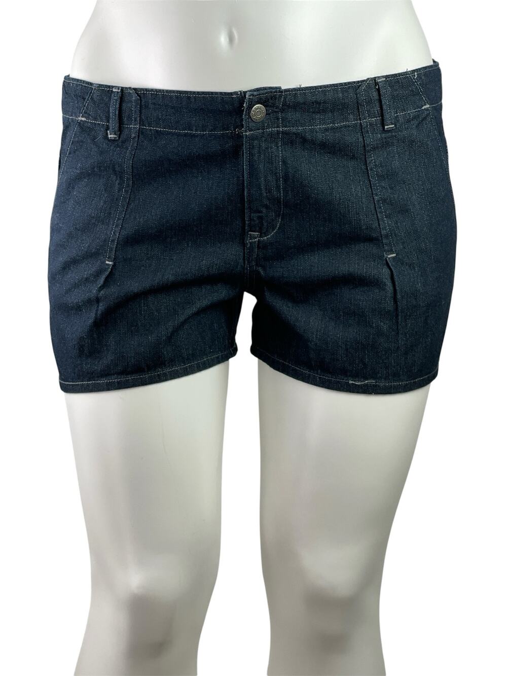 Old Navy Womens Blue Mid Rise Slim Fit Straight Leg Mini Denim Jeans Shorts 16